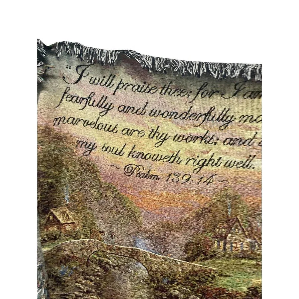 Thomas Kinkade Woven Throw Blanket 48x60‎ Psalm 139:14 Scenic